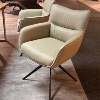 Stuhl TL 3103 Leder Creme mit Armlehnen