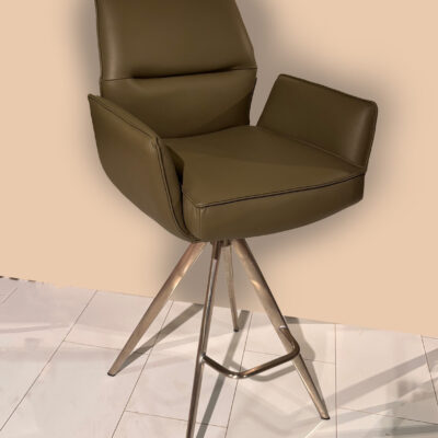 Barstuhl TL 3320 Olive | Leder & Taschenfederkern
