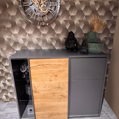 Sideboard MR Avello – Schiefergrau & Risseiche mit Push-to-Open